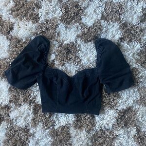 BDG Denim Puff Sleeve Crop Top